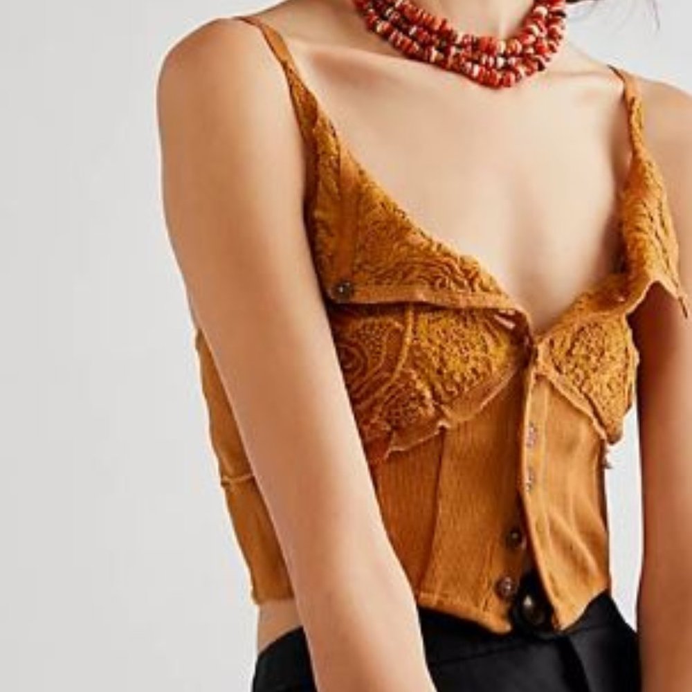 COPY - Free People Have My Heart Crop Cotton Camisole in Brown - S
